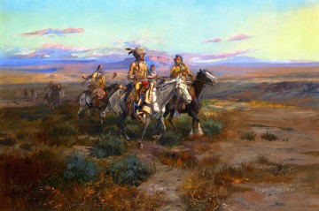 Buscando el detalle del sendero 1901 Charles Marion Russell Indios americanos Pinturas al óleo